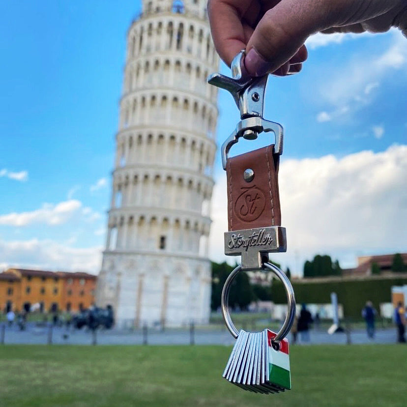 The Storyteller FlagMate® Brown | Collectible Keepsake Keyring | Handcrafted in the UK
